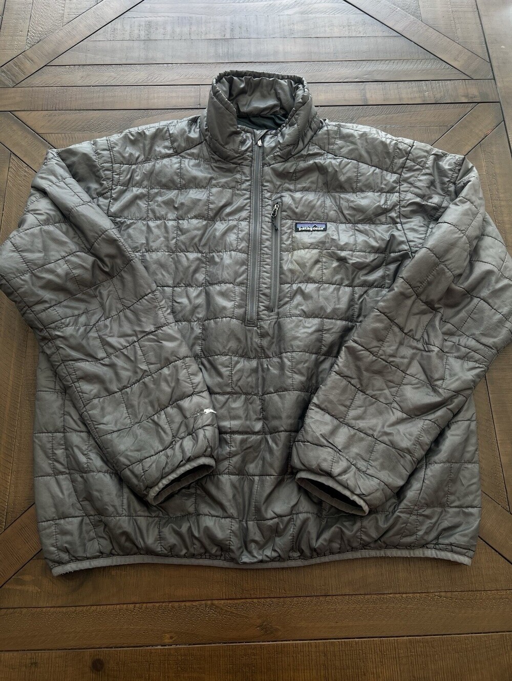 Patagonia Men’s Large Nano Puff Pullover Jacket 1/4 Zip Gray Primaloft Outdoors